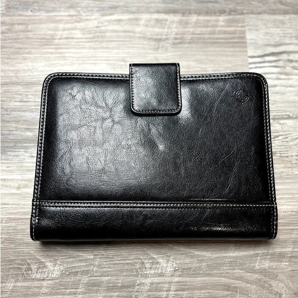 Franklin Covey Vintage Black Leather Planner Wallet Minimalist Work Organizer